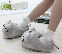 Pantoufles d'hiver chaudes pour femmes, motif chat de dessin animé mignon, en peluche, à talon fermé, pour la maison