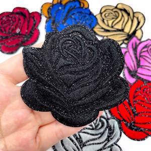 New DIY Accessories Iron on Multi-color Flower <b>Glitter</b> Rose Fabric Patches for Clothing Bag Hair Decoration - Product Image 1