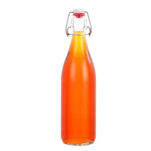 Garrafa de vidro giratória para bebidas, óleo, vinagre, Kombucha, cerveja, água, refrigerantes, garrafa de 250ml, 500ml, 750ml, 1000ml, 1l