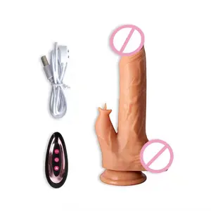 Nhà máy trực tiếp thực tế nữ thủ dâm Telescopic Silicone Vibrator dildo với không dây điều khiển từ xa qua đường hậu môn cắm đồ chơi tình dục