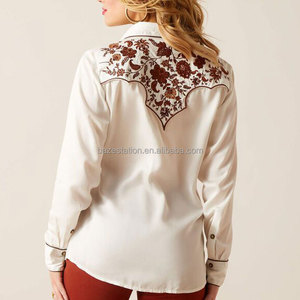 Commercio all'ingrosso High-End Custom OEM/ODM produttore Boho Country Western ricamato camicetta di lusso frangia camicia Cowgirl per le donne - Product Image 2