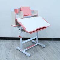 Ensemble bureau et chaise réglables pour enfants, bureau scolaire avec plateau inclinable, tiroir, étagère