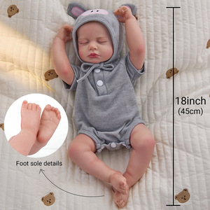 Réaliste 45 CM 18 pouces poupée de mode <span class=keywords><strong>Reborn</strong></span> bébé fille avec des cheveux longs bruns réalistes corps en vinyle pour les tout-petits et Bebes - Product Image 3