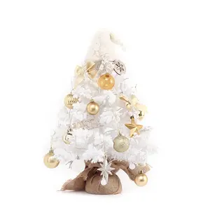 2024 Hot Selling Creative Flocking Mini LED Christmas Tree Creative Desktop Christmas Tree Decorations