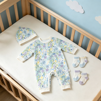 Tissu imprimé écologique doux 100% coton à motifs floraux pour vêtements de bébé, literie et textile