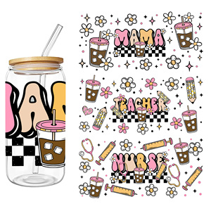 Love Happy Quotes Mug Self-Adhesive UV DTF Decals Waterproof Glassware and Bottles Uvdtf <strong>Transfer</strong> Decal Cup Wrap Stickers - Product Image 3