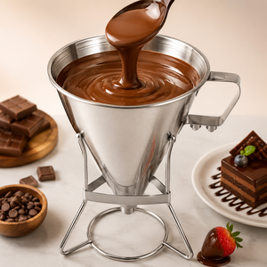 Dispenseur de pâte et de confiture quantitatif spécial pour la décoration de gâteaux, avec entonnoir pour sauce chocolat et support pliable, pour machine à <span class=keywords><strong>donuts</strong></span> et desserts - Product Image 1