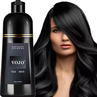 Shampoo colorant capillaire noir à base d'extraits végétaux naturels VOJO, très vendu, coloration rapide rouge, violet, brun, teinture capillaire pour usage domestique