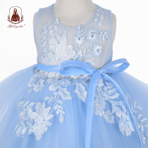 Nuovo modello blu elegante strato del vestito del capretto di modo delle ragazze del cotone ruffle abiti da 1 anno - Product Image 4