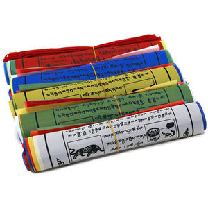 Custom Factory Direct Sales 10*10 Inch Satin Windhorse Lungta Buddhist <strong>Tibetan</strong> Tranquil <strong>Prayer</strong> <strong>Flag</strong> - Product Image 5