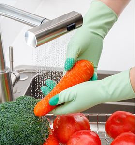 Gants de ménage en <span class=keywords><strong>latex</strong></span> avec poignets étendus, gants de vaisselle durables pour le nettoyage de la cuisine, épais et imperméables - Product Image 4