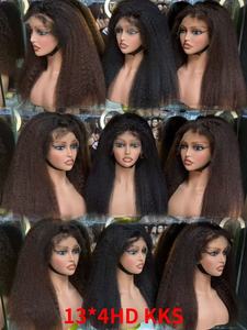 โปรโมชั่น Letsfly ลด 250% วิกผมตรงแบบหยิก 4C Edges  13x4 HD Lace Frontal  วิกผมแท้  แบบมีลูกผมธรรมชาติ  วิกผมหยิกแบบ Yaki ขายส่ง - Product Image 4