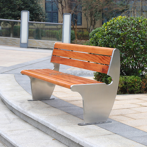 Precio de fábrica Banco Silla de parque Asiento de banco al aire libre con respaldo Patio de madera natural Banco público de ocio - Product Image 1