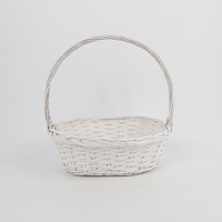 Panier de transport ovale en osier blanc fabriqué en usine, panier en saule naturel tressé à la main pour l'arrangement floral, la décoration de Pâques et de mariage