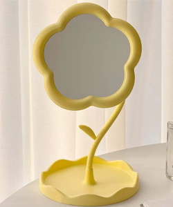 Espejo de Maquillaje de Escritorio de Plástico con Forma de Flor, Colores Variados, Creativo, Inspirado en Diseños Famosos, Estético, para Dormitorio, Venta al por Mayor - Product Image 6