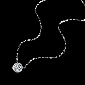 Boutiques de joyería de fábrica, venta al por mayor, collar con colgante Simple de moissanita redondo de plata S925 impermeable para mujer - Product Image 5