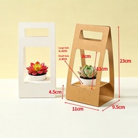 Sac d'emballage cadeau en kraft laminé avec logo personnalisé, sac à main pour plantes succulentes, fleurs, emballage en papier, boîte