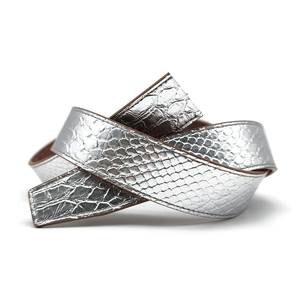 Hochwertiges Carosung Custom Logo Vegan PU Leder Silber Tan Wende <span class=keywords><strong>Python</strong></span> Gürtel Schlangen gürtel Riemen - Product Image 1