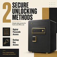 Caja Fuerte de Seguridad para el Hogar y Hoteles, de Acero Aleado, con Teclado Biométrico de Huellas Dactilares y 4 Pernos de Acero, Interior Dorado de Lujo