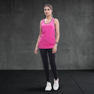 เสื้อยืดแขนกุดสีชมพูและสีเทาแบบทูโทน คอลเลคชั่นใหม่ปี 2026 ผลิตจากผ้าฝ้ายออร์แกนิค ชุดโยคะ ชุดออกกำลังกาย ผ้าออร์แกนิค - Product Image 3