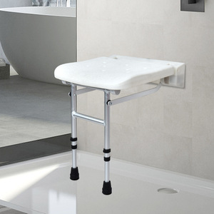 Wei Yikang <b>Foldable</b> Wall Mounted Shower <b>Bench</b> 792C Two Legged With Square Panel For Bathroom Use - Product Image 1