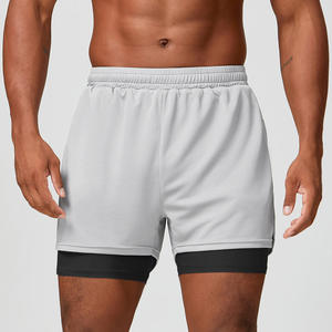 Pantalones cortos deportivos 2 en 1 de nailon y algodón de alta calidad, con doble capa y dobladillo dividido, para hombre, ideales para gimnasio y running. - Product Image 3