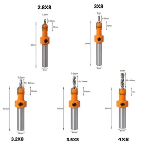 5Pcs Carbide Tip HSS Woodworking Countersink Drill Bits Set For Wood Milling Cutter