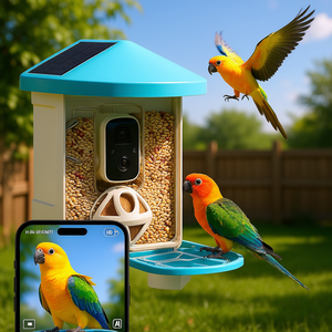 กล้องให้อาหารนกอัจฉริยะ 1080p HD พลังงานแสงอาทิตย์ ติดตั้งแบบแขวน ระบบ AI ตรวจจับ แผงหลังคาสีน้ำเงิน - Product Image 2