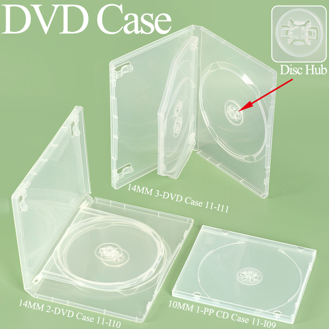 YUZMEI Custom LOGO Standard 14mm DVD Case W/M-Lock Hub Bluray CD Replacement Disc Box 27mm 12 Disc Stackable Black DVD Case