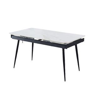 White <strong>Rectangular</strong> Dining <strong>Table</strong> With Sintered Stone Top Large Size Pull Out Dining <strong>Table</strong> Extensible - Product Image 2