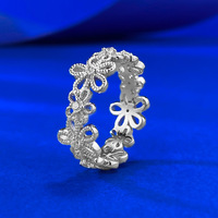 Cincin Bunga Karangan Bunga Perak S925 dengan Desain Unik, Nuansa Mewah Ringan Berkualitas Tinggi, Cincin Perak Murni Serbaguna untuk Wanita.