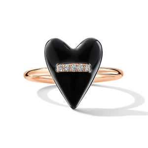 <span class=keywords><strong>Anello</strong></span> <span class=keywords><strong>con</strong></span> sigillo a <span class=keywords><strong>cuore</strong></span> da Bar popolare in smalto <span class=keywords><strong>rosa</strong></span> nero <span class=keywords><strong>con</strong></span> pavé smeraldo e gioielli raffinati <span class=keywords><strong>con</strong></span> diamanti - Product Image 3
