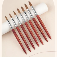 Hechunzi Round Nail Art Pen Brushes 7 Pièces Set 100% Kolinsky Hair Manche en bois Taille 8 10 12 14 16 18 20 Kolinsky Brush