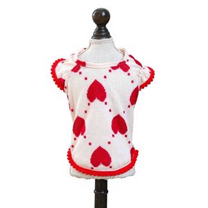 Suéter de Punto para Perro, Diseño de Corazón Rojo, para el Día de San Valentín, de Poliéster de Lujo, Suave y Transpirable, con Mangas con Volantes, para Razas Pequeñas, Color Rojo - Product Image 1
