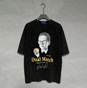 Camiseta Oversize de Algodón con Estampado Gráfico 3D de Retrato de Chico, Estilo Vintage Lavado, Ecológica, Retro Streetwear, Efecto Desgastado, Y2K para Hombre - Product Image 5