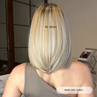 Envío Directo, Peluca de Cabello Lacio hasta los Hombros, Estilo Europeo Americano, Hecha a Máquina, para Mujer, con Flequillo Lateral, Color Rubio
