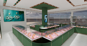 Luxuriöse Maßgefertigte 3D-Design Schmuckvitrine mit <span class=keywords><strong>LED</strong></span>-Beleuchtung Möbel-<span class=keywords><strong>Display</strong></span> für Juweliergeschäfte im Angebot - Product Image 3