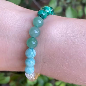 Pulsera de piedra natural con cuentas de ojo de tigre de malaquita verde para hombres/mujeres, brazaletes de recuerdo de buena suerte para dinero y salud - Product Image 5