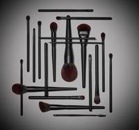 Set Kuas Makeup Wajah Profesional Grosir YM Factory dengan Logo Custom, Gagang Kayu, Bulu Sintetis, Kualitas Sedang-Tinggi