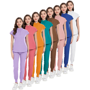Uniforme Médico Personalizado con Cuello Mandarín, Uniforme <span class=keywords><strong>de</strong></span> Enfermera para <span class=keywords><strong>Mujer</strong></span>, Corte Clásico, Pantalones Jogger con Bolsillos Tipo Cargo, Conjuntos <span class=keywords><strong>de</strong></span> Uniformes Médicos - Product Image 3