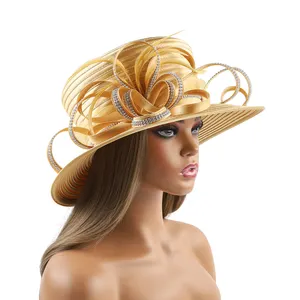 Hoàn Hảo Phổ Biến Nhất Satin Vải Nhà Thờ Hat Phòng Độc Đáo Nhiếp Ảnh Đám Cưới Hat Ưa Thích Trang Phục Chính Thức Hoa Fascinator Top Hat Nữ
