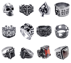 แหวนทอง18K สำหรับผู้ชายแหวนหัวหมาป่าหัวกะโหลกพังค์ทำจากสเตนเลสสตีลงานตามสั่ง - Product Image 5