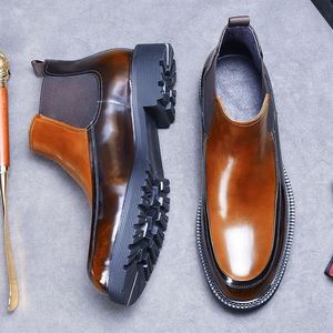 2025 European American Plus Size Men's Formal Business Winter Autumn Ankle Square Lightweight Slip-On Breathable Patent - Product Image 5