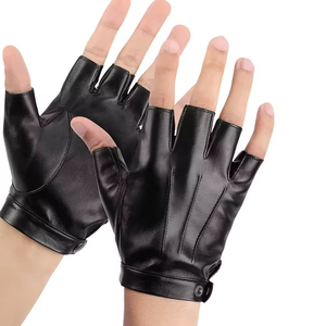 Gants mi-doigts en cuir véritable pour <span class=keywords><strong>homme</strong></span>, antidérapants, pour le cyclisme en plein air et la conduite de <span class=keywords><strong>moto</strong></span>, sans doigts - Product Image 2