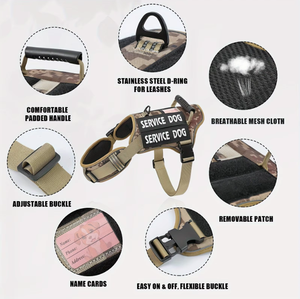 Arnés Táctico para Perro de Servicio con Asa de Control, Sin Tirones, Ajustable, Reflectante, para Paseo y Entrenamiento Fácil - Product Image 3