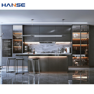 사용자 정의 나무 찬장 캐비닛 세트 디자인 현대 옻칠 매트 마감 나무 부엌 캐비닛 아파트 - Product Image 6