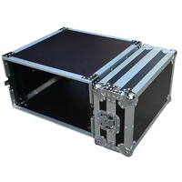 Flight case professionnel en aluminium sur mesure, antichoc, à trois portes, avec deux bureaux latéraux et support pour table de mixage