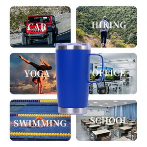 Wholesale Custom Sublimation Blanks Insulated Travel Mug 20oz Stainless Steel Tumbler With Handle and Straw Lid - Product Image 3