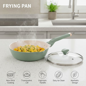 उच्च गुणवत्ता वाला नया मॉडल 24 सेमी 28 सेमी ग्रीन एल्यूमीनियम नॉन स्टिक सिरेमिक कोटिंग गहरी लिड ढक्कन के साथ गहरी फ्राइंग पैन - Product Image 2