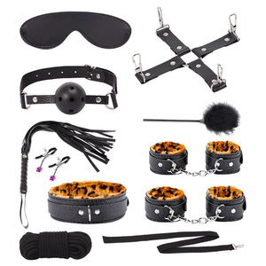 Leopard Print Leather Plush Handcuffs With Metal Chain For <b>Bondage</b> And Domination Adult Use - Product Image 3